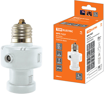 Датчик освещенности TDM ФРЛ-Т-E27 15 Лк 100 Вт с тайм. SQ0324-0025