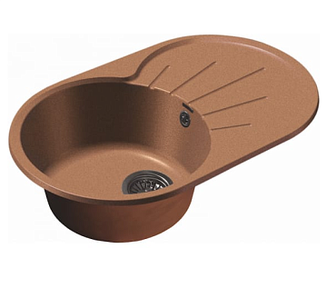 Мойка кухонная кварцевая GRANFEST RONDO GF-R750L (750*460) (ТЕРРАКОТ) (БЕЗ СИФОНА)