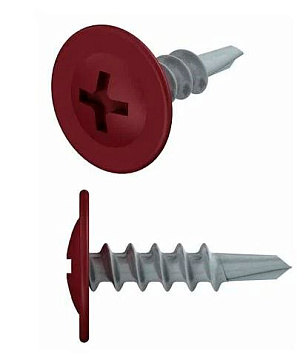 4.2х16 Саморез с прессшайбой острый RAL3005 красный (1000)