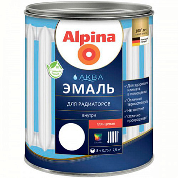 Эмаль для радиаторов водоразбавляемая белая Heizkoerper RU 0,75л Alpina