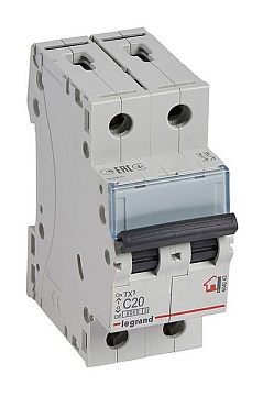 Выключатель автоматический LEGRAND TX3 2-пол. 20 А 6кА *404043*