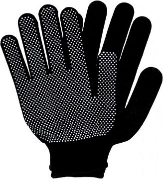 Нейлоновые перчатки с ПВХ "Точка"  черные/не заказывать ни на один склад