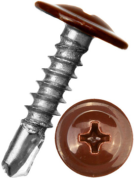 4,2х16 RAL8017 Саморез   с прессшайбой сверло (1000)