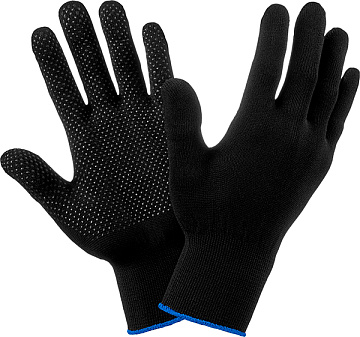 Перчатки нейлон с ПВХ Черные 15 класс S-L 10/500