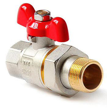 Кран шаровой полнопроходной со сгоном 1/2" Н-В ручка-бабочка