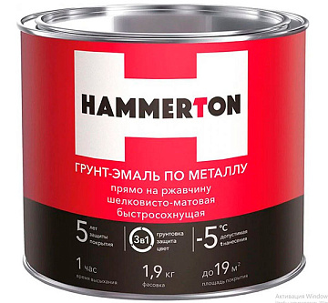 ГРУНТ- ЭМАЛЬ ПО РЖАВЧИНЕ 3 В 1 "HAMMERTON" ЧЕРНАЯ 1,9 КГ (6)/РАСПРОДАЖА