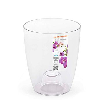 Кашпо д/орхидей 1,4л с под. прозр.М8396