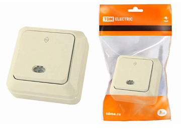Переключатель TDM Ладога 1 КЛ 10 А с подсвет слон кость SQ1801-0012