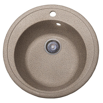 Мойка мрамор FOSTO КМД 51 К SGA-300 КРУГЛАЯ, цвет песочный пляж, D505, С СИФОНОМ