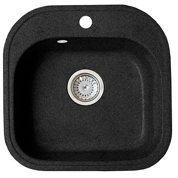 Мойка мрамор FOSTO КМ 48-49 SGA-420 КВАДРАТНАЯ, цвет обсидиан 477*477*178, С СИФОНОМ