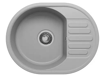 Мойка кухонная кварцевая POLIGRAN QuartzBond 610 ГРЭЙ (БЕЗ СИФОНА)