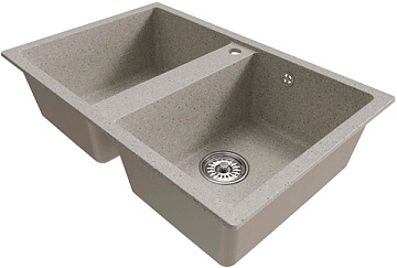 Мойка из искусственного мрамора MIXLINE ML-GM23 двухчашевая,  серая (310) 770*500*190мм