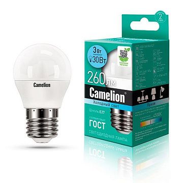 Лампа с/д CAMELION LED3-G45/845/E27 220V 3W