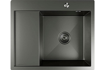 Мойка из нержавеющей стали MIXLINE PRO 60*50 (ПРАВ) т3,0*0,8мм, глубина200мм ЧЕРНЫЙ ГРАФИТ (552929)
