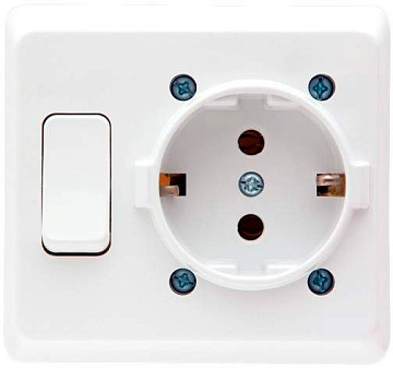 Розетка NE-AD с/з 16A, 250В и выкл 10А*250В,IP20 Белый 1001-A