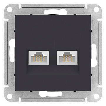 ATN001085 Механизм розетки комп 2-м AtlasDesign RJ45 + RJ45 кат.5e карбон. SchE 