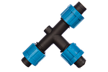 Тройник для ленты капельного полива, зажимной