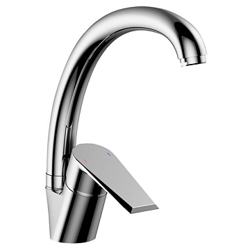 Смеситель ROSSINKA для кухни одноручный (35мм)  с высоким поворотным изливом, хром (RS28-23)