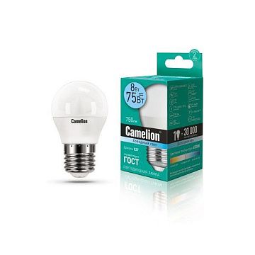 Лампа с/д CAMELION LED8-G45/845/E27 220V 8W