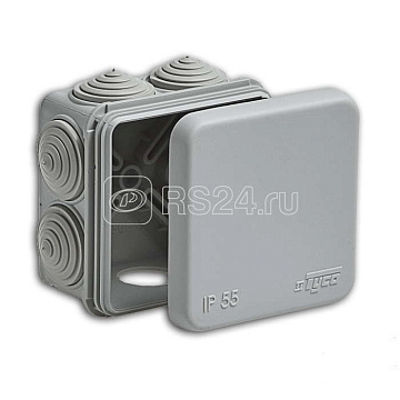 Коробка распр ОП 70х70х40мм 7 вводов IP55 сер. Ruvinil 67030