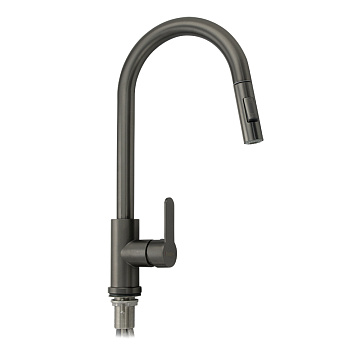 юСмеситель MAGNUS для кухни Графит, С -образный излив вытяжной из, НЕРЖАВЕЮЩАЯ СТАЛЬ (9128)