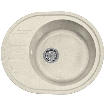 Мойка мрамор FOSTO FG 61-50 ОВАЛ МАЛЫЙ, цвет 650 белый арктик, 610*500*190, С СИФОНОМ