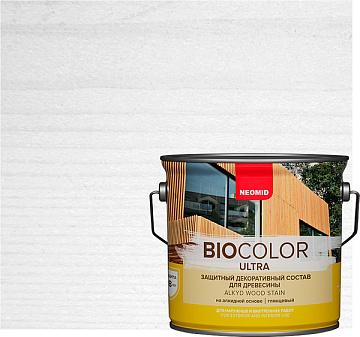NEOMID BiO COLOR Ultra защитный декоративный состав для древесины (Белый, 0,9 л) 
