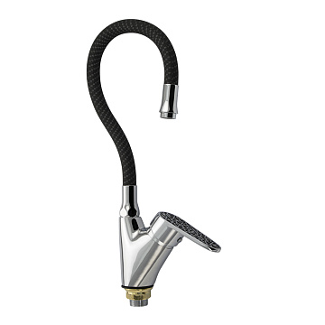 юСмеситель BRIMIX для кухни боковая ручка с черной мозаикой с гибким изливом черного цвета (3374)