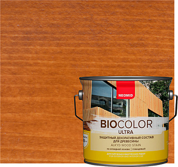 NEOMID BiO COLOR Ultra защитный декоративный состав для древесины (Орегон, 0,9 л) 