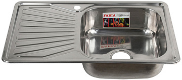 Мойка из нержавеющей стали врезная FABIA 78*48 (ПРАВАЯ) толщина 0,8мм, глубина 180мм (62322R)