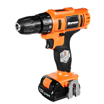 ЕРМАК Дрель-шуруповерт, аккум. ДША-12С, 12В, 1.3Ач, Li-lon, 0-650об/мин, 18+1 Hm,10 мм (з/у3-5ч)