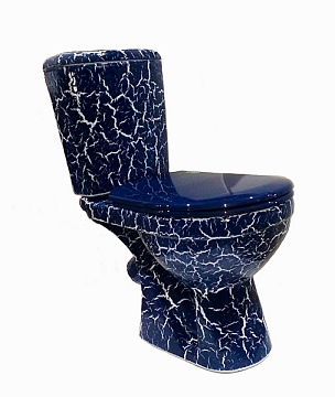 Унитаз (компакт) ROSA "КОМФОРТ" косой выпуск, слив 3/6литров, сиденье полипропилен КРАКЕЛЮР СИНИЙ