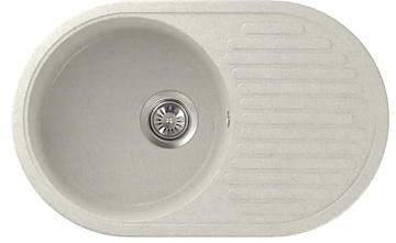 Мойка мрамор FOSTO КМ 74-46 SGА-203 ОВАЛ,цвет метель (молочный), 735*460*175, С ОДИНАРНЫМ СИФОНОМ