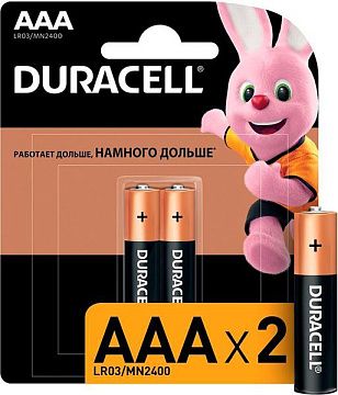 Батарейки DURACELL AAA 2шт LR03-2BL BASIC CN