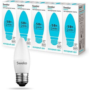 Лампа Sweko C35-5W-230-4000K-E27