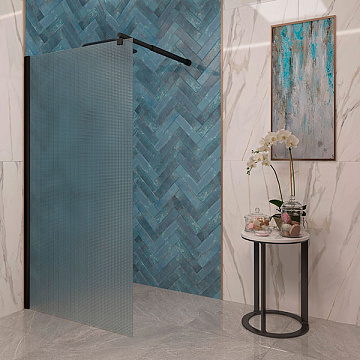 юДушевая перегородка EVA GOLD Walk-in 100x190 матовое стекло, чёрный профиль (EG6BF)