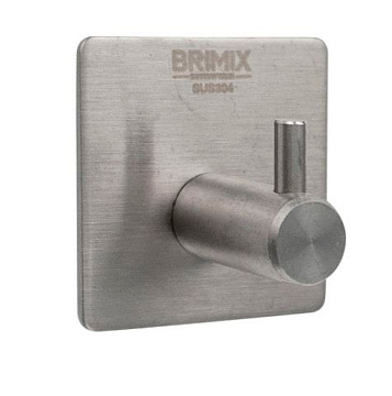 Крючок самоклейка без сверления на планке 1шт BRIMIX НЕРЖ.СТАЛЬ САТИН (535)