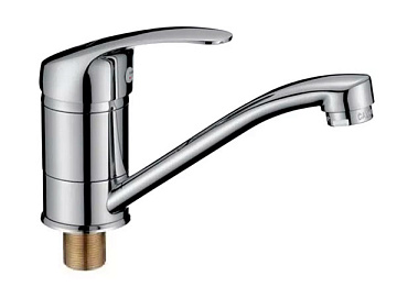 Смеситель ЛАТУНЬ для кухни CALORIE с гайкой, излив 15см (CAL2023A06COT)