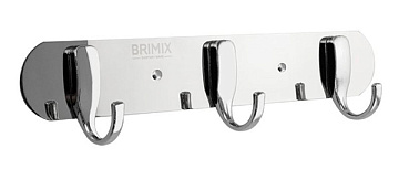 Крючок на планке 3шт BRIMIX НЕРЖ СТАЛЬ, ХРОМ (573)