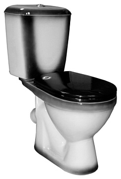 Унитаз (компакт) ROSA "ЛИРА" косой выпуск, слив 6литров, сиденье полипропилен (ЧЕРНЫЙ)