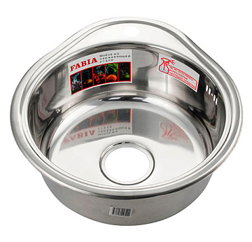 Мойка из нержавеющей стали врезная FABIA D48*43 толщина 0,6мм, глубина 180мм (4843)