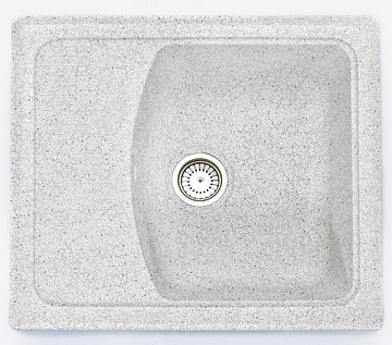 Мойка мрамор FOSTO КМ 58-50 SGA-210 ПРЯМОУГ. с сушкой, цвет ОЛОВО,  575*490*178, С ОДИНАРНЫМ СИФОН