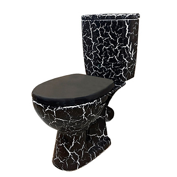 Унитаз (компакт) ROSA "ЛИРА" косой выпуск, сиденье полипропилен (ЧЕРНЫЙ КРАКЕЛЮР)