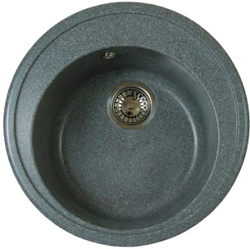 Мойка мрамор FOSTO КМД 51 К SGA-251 КРУГЛАЯ, цвет искристый серый, D505, С СИФОНОМ
