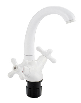 юСмеситель АБС-ПЛАСТИК BRIMIX для кухни ручка крест БЕЛЫЙ (4409)