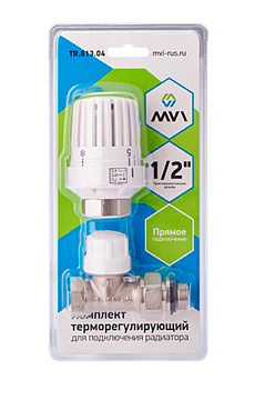 Комплект "MVI" (вентиль прямой +термоголовка) 1/2" TR.613.04