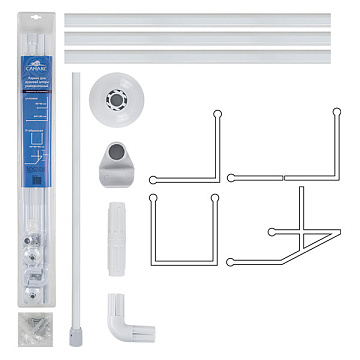 Карниз для ванны угловой 90*90*90см с жёсткой фиксацией, металлический БЕЛЫЙ (10029)