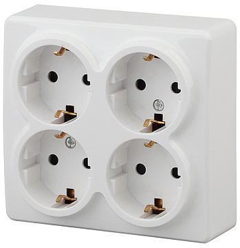 Розетка ЭРА 11-2211-01 4х2P+E Schuko со шторками, 16АХ-250В, ОУ, белый Б0020709