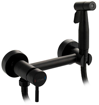 юГигиенический душ Набор САНАКС GFmark смеситель, лейка-кнопка, шланг ЧЕРНЫЙ (2448)