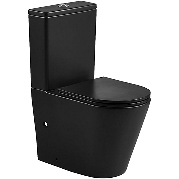 Унитаз (компакт) AZARIO "VETRO" ТОРНАДО БЕЗОБОДКОВЫЙ сид.дюр.микролифт, МАТОВЫЙ ЧЁРНЫЙ (AZ-2149-MB)